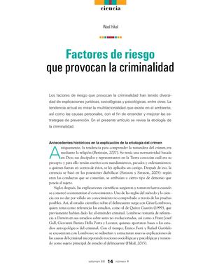 Factores de riesgo que provocan la criminalidad