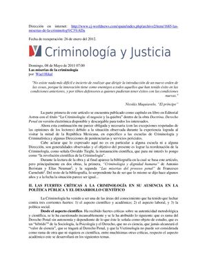 Las miserias de la criminología