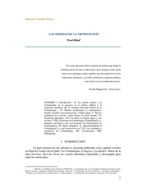 Las miserias de la criminología