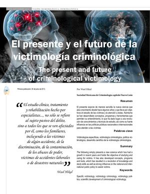 El presente y el futuro de la victimología criminológica