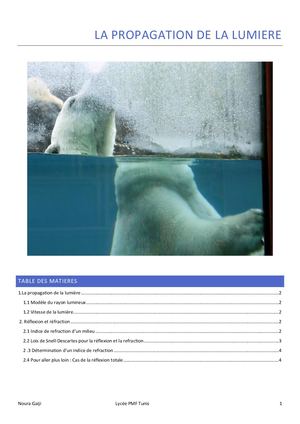 Cours: propagation de la lumière