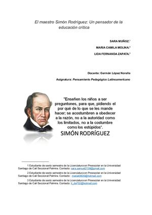 El maestro Simón Rodríguez: Un pensador de la educación crítica
