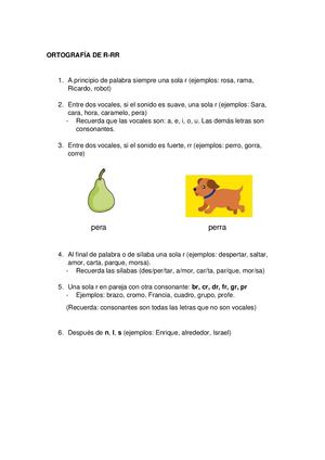 ORTOGRAFÍA DE R (3) Tarea 27 30 De Abril