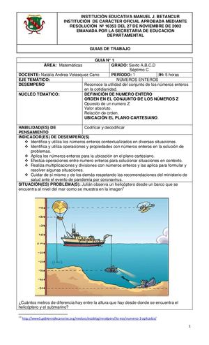 Guia De Trabajo Numeros Enteros 1