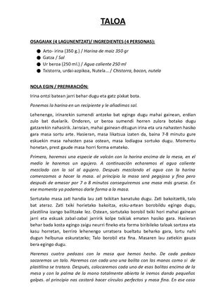 LIA Taloaren Errezeta