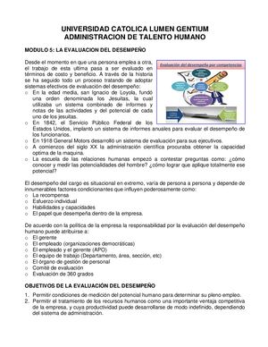 Modulo 5 La Evaluacion Del Desempeño