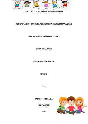Cartilla Pedagógica Sobre Los Valores