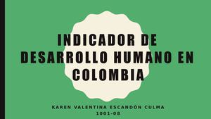 Indicador De Desarrollo Humano En Colombia
