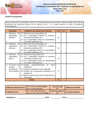2 5 Escala De Calificación Actividad De Comprobación No 2