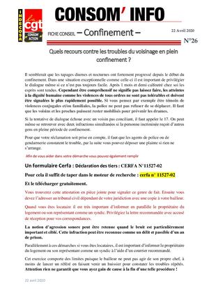 Consom'info N°26 Confinement Quels Recours Contre Les Troubles Du Voisinage (1)