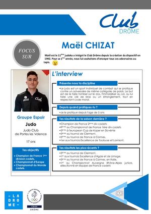 Club Drôme 2020 : Maël Chizat, judo