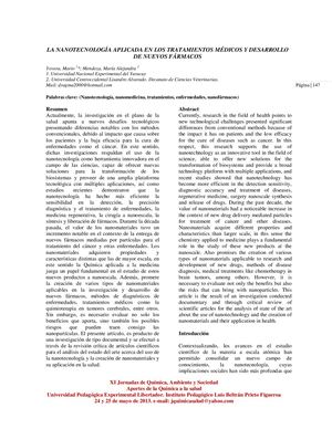 LA NANOTECNOLOGÍA APLICADA EN LOS TRATAMIENTOS MÉDICOS Y DESARROLLO DE NUEVOS FÁRMACOS