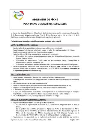 2018 Réglement De Pêche Du Plan D'eau De Mézières Ecluzelles