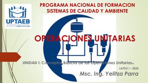 INTRODUCCION A LAS OPERACIONES UNITARIAS: Tema 1. Parte 1.