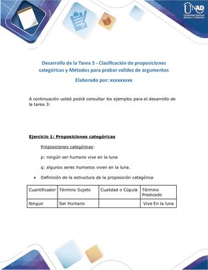 Desarrollo De La Tarea 3 - Clasificación De Proposiciones Categóricas Y Métodos Para Probar Validez De Argumentos