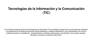 Tecnologías De La Información Y La Comunicación (Tic)