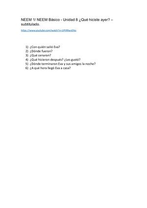 Neem 8 Qué Hiciste Ayer