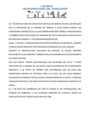 1 De Mayo " DÏA DEL TRABAJADOR"