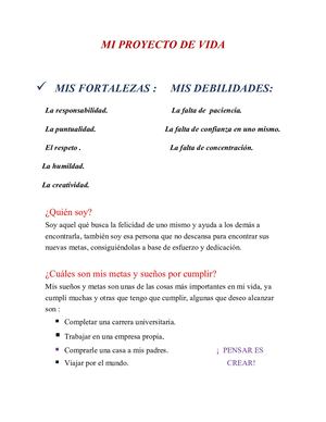"MI PROYECTO DE VIDA " (TUTORIA)