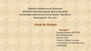 Linea De Tiempo Origen De La Administración 1102