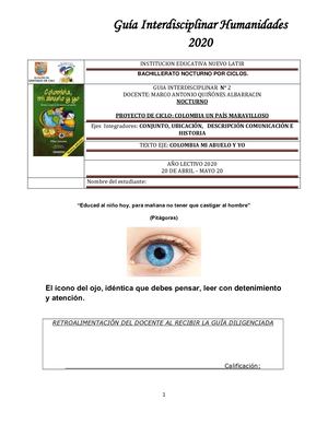 Guia N° 2 Interdisciplinar De Humanidades Marco Antonioquiñónes