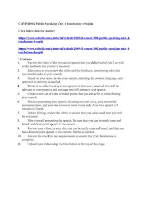 Comm1002 Public Speaking Unit 4 Touchstone 4 Sophia