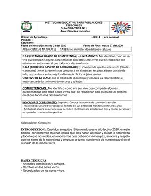Guia De Naturales 1° Primer Periodo