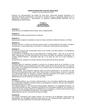 Constitucion Politica De Costa Rica