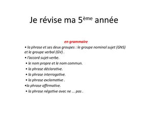 Préparation à la 6ème primaire