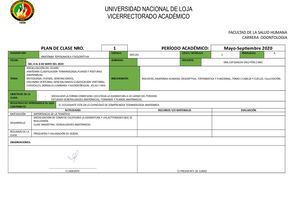 Planes De Clase Anatomia 2020