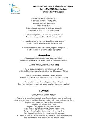 Livret de Messe du Dimanche 10 Mai