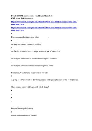Econ 1002 Microeconomics Final Exam Many Sets