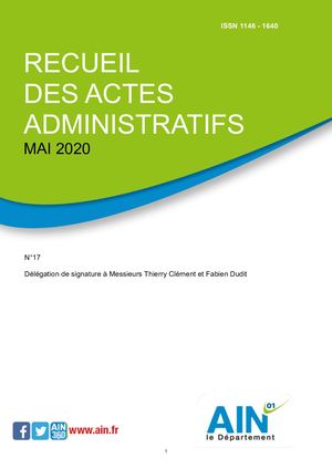 Recueil Actes Administratifs ARRETES DELEGATION SIGNATURE MAI 2020