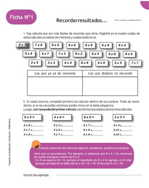 Recordar Resultados- Multiplicaciones