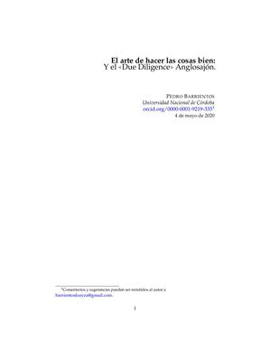 El arte de hacer las cosas bien: Y el «Due Diligence» Anglosajón