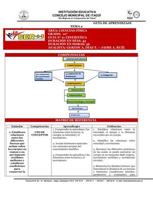 FÍSICA 10° TEMA N°2 CINEMÁTICA