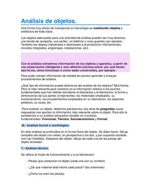 Análisis De Objetos