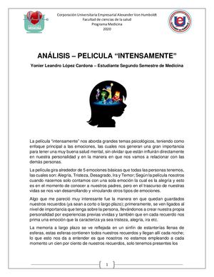 Análisis Pelicula Intensamente
