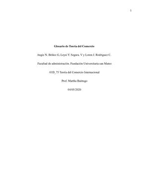 Glosario Teoría Del Comercio