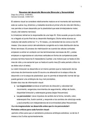 desarrollo monocular,binocular y sensorial.