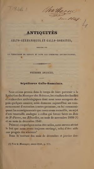 Fouilles Ellezelles & Ronse Messager Des Sciences