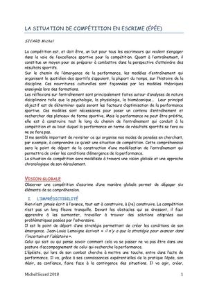 La Situation De Competition En Escrime Ms Vff