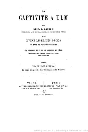 Ok Liste Des Décédés En Captivité à ULM  Et NEU ULM  1870 1871
