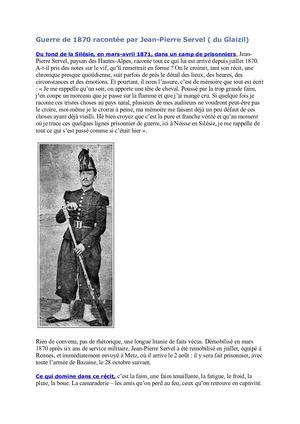 Guerre De 1870 Racontée Par Jean