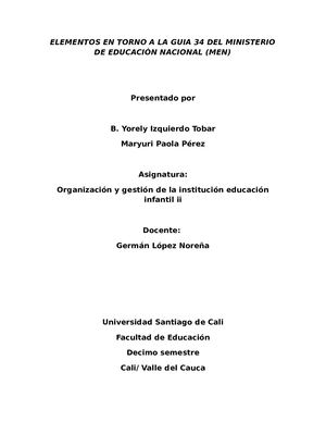 ELEMENTOS EN TORNO A LA GUÍA 34 DEL MINISTERIO DE EDUCACIÓN NACIONAL (MEN).