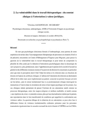 Christina Alexopoulos De Girard Colloque Vulnérabilités 18 Octobre 2019