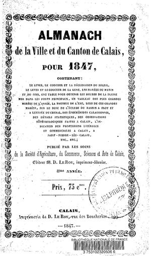 Almanach Calais 1847