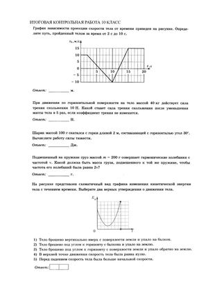 ИТОГОВАЯ КОНТРОЛЬНАЯ РАБОТА 10 КЛАСС