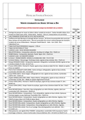 Vente courante  14-05-2020 ? 09h