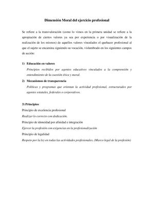 Dimension Moral Del Ejercicio Profesional